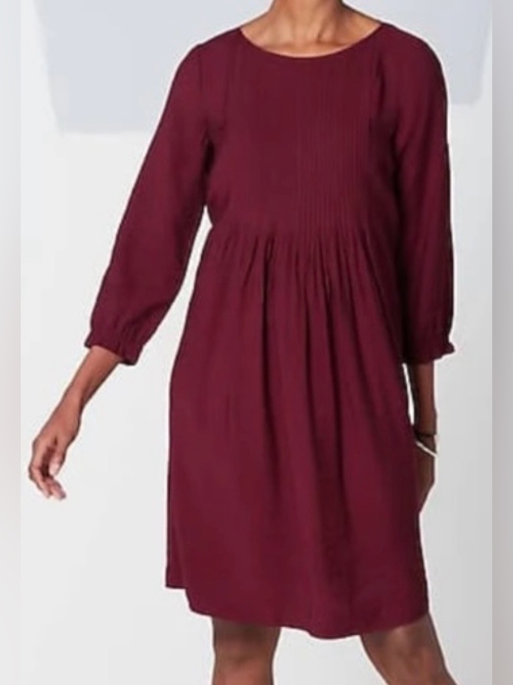 J. Jill Women’s Pintucked A-Line Burgundy Dress Size XL Tall